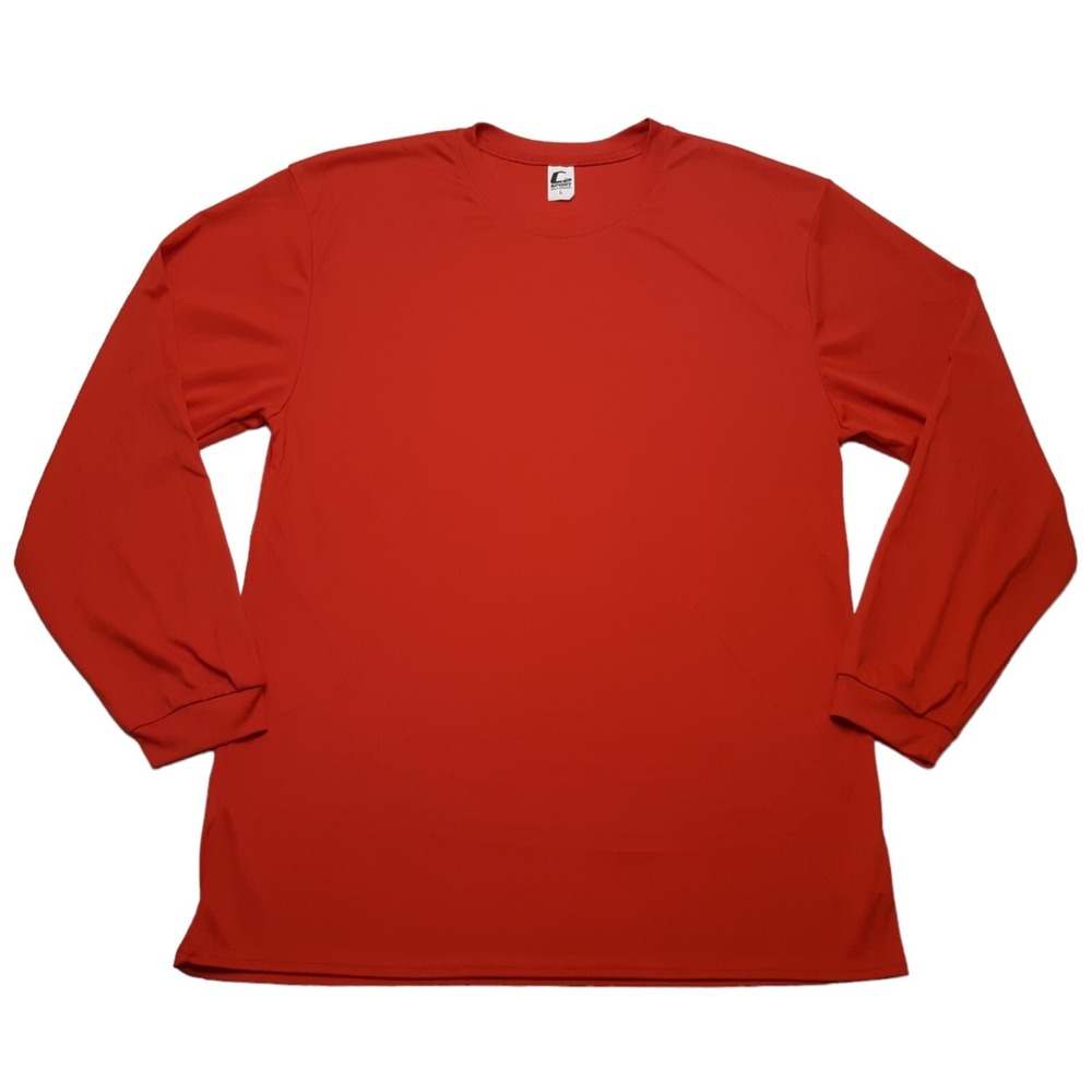 C2 Sport Shirt Mens Large Red Long Sleeve Athletic Polyester Layering‎ Piece